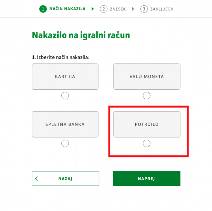 Prikaz nakazila s potrdilom v profilu igralca.